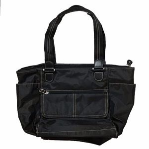 -BLACK CONTRAST-STITCH PURSE-
